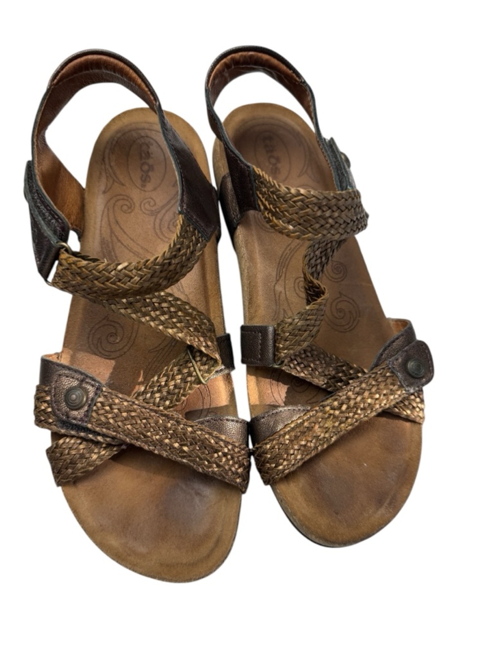 Taos Women’s Trulie Leather Sandals SZ 7.5 Spain Bronze Adjustable Straps Summer